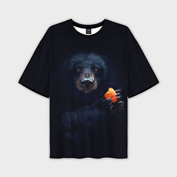 Футболка оверсайз мужская Медведь с морковкой, цвет: 3D-принт