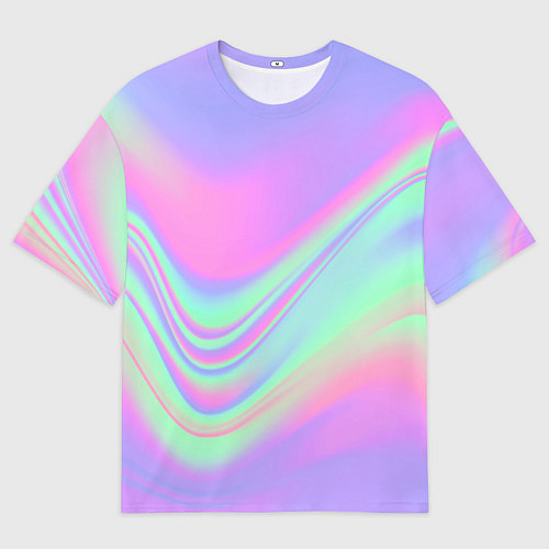 Мужская футболка оверсайз Цветные волны / 3D-принт – фото 1
