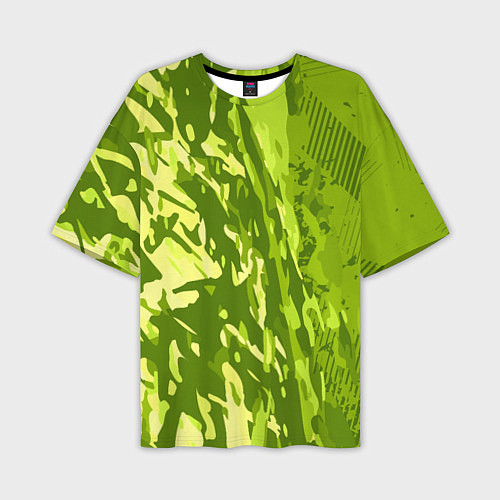 Мужская футболка оверсайз Зеленый абстрактный камуфляж / 3D-принт – фото 1