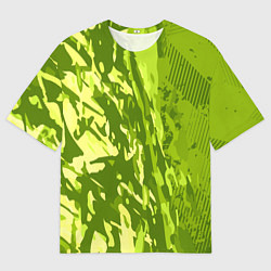 Мужская футболка оверсайз Зеленый абстрактный камуфляж