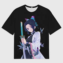 Футболка оверсайз мужская Шинобу Кочо с клинком - demon slayer, цвет: 3D-принт