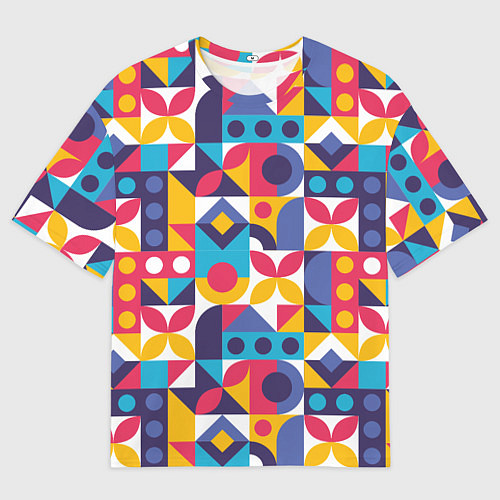Мужская футболка оверсайз Геометрический орнамент Паттерн / 3D-принт – фото 1