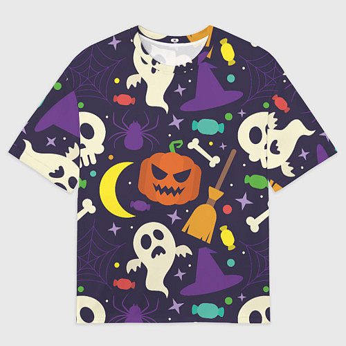 Мужская футболка оверсайз HALLOWEEN атрибутика / 3D-принт – фото 1