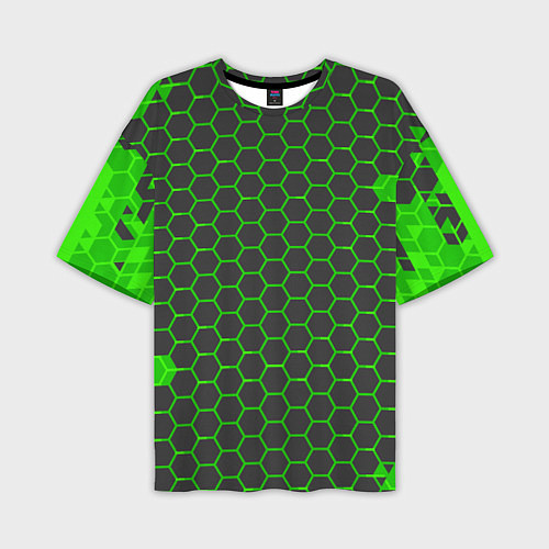 Мужская футболка оверсайз Зеленые плиты / 3D-принт – фото 1