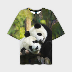 Мужская футболка оверсайз Влюблённые панды
