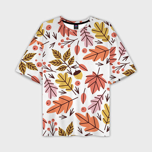 Мужская футболка оверсайз Осенний паттерн - листья / 3D-принт – фото 1
