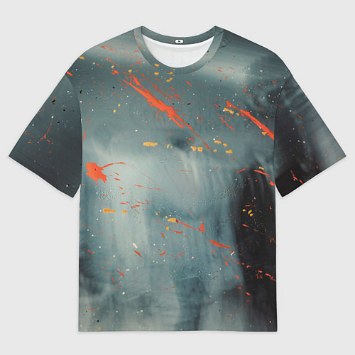 Мужская футболка оверсайз Абстрактное множество костюмов в тумане и краски / 3D-принт – фото 1