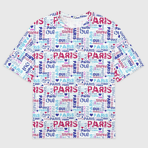 Мужская футболка оверсайз Парижская бумага с надписями - текстура / 3D-принт – фото 1