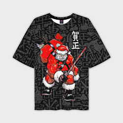 Мужская футболка оверсайз Santa Claus Samurai