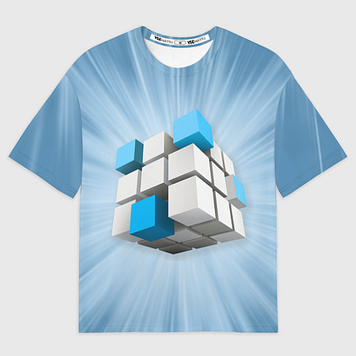 Мужская футболка оверсайз Трёхцветный кубик Рубика / 3D-принт – фото 1