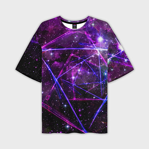 Мужская футболка оверсайз Triangle space - Neon - Geometry / 3D-принт – фото 1