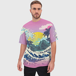 Футболка оверсайз мужская Штормовые океанские волны и пальмы, цвет: 3D-принт — фото 2
