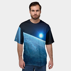 Футболка оверсайз мужская Яркая звезда над горизонтом - космос, цвет: 3D-принт — фото 2