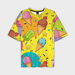 Футболка оверсайз мужская Мороженое Ice cream, цвет: 3D-принт