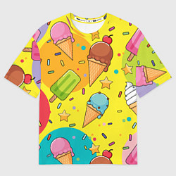 Футболка оверсайз мужская Мороженое Ice cream, цвет: 3D-принт