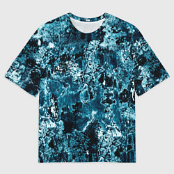 Футболка оверсайз мужская Гранж - абстрактные синие разводы, цвет: 3D-принт