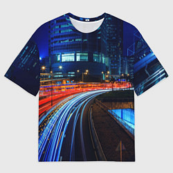 Мужская футболка оверсайз Ночной мегаполис night city