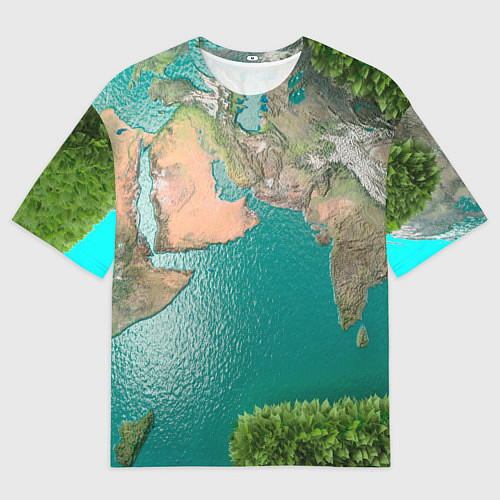 Мужская футболка оверсайз Карта Земли / 3D-принт – фото 1