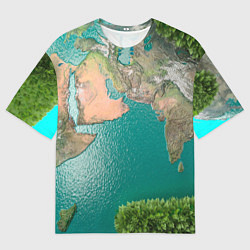 Мужская футболка оверсайз Карта Земли