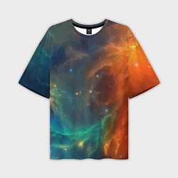 Мужская футболка оверсайз Столкновение двух космических галактик