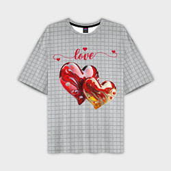 Мужская футболка оверсайз Love - сердечки