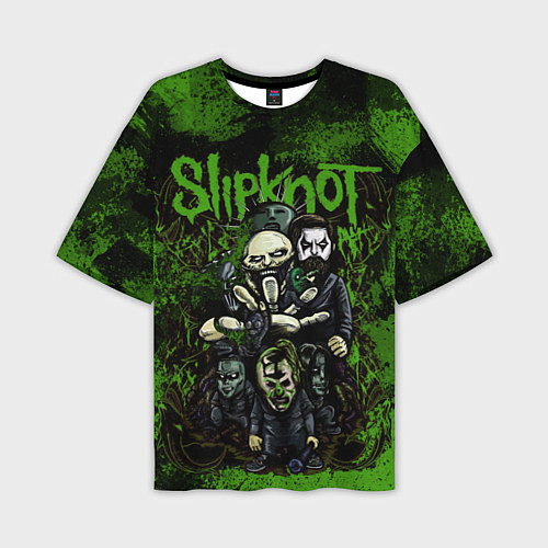 Мужская футболка оверсайз Slipknot green art / 3D-принт – фото 1