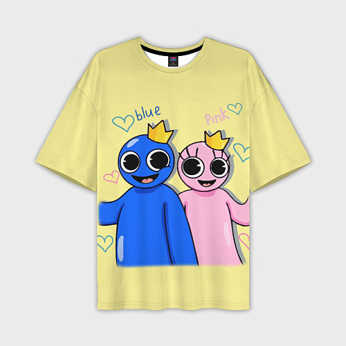 Мужская футболка оверсайз Радужные друзья: Синий и Розовая / 3D-принт – фото 1