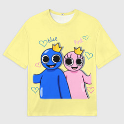 Мужская футболка оверсайз Радужные друзья: Синий и Розовая