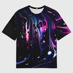 Мужская футболка оверсайз Фиолетовая вода и краски