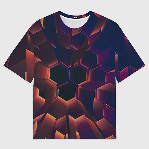 Мужская футболка оверсайз Абстрактные металл и лучи / 3D-принт – фото 1