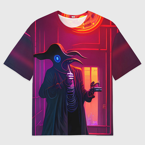 Мужская футболка оверсайз Странный чумной доктор в стиле Cyberpunk / 3D-принт – фото 1
