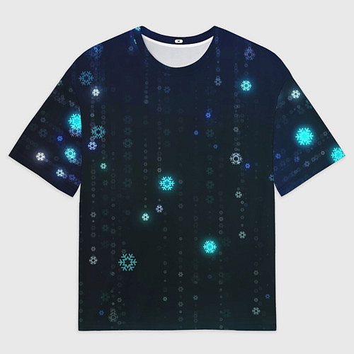 Мужская футболка оверсайз Неоновый дождик из снежинок / 3D-принт – фото 1