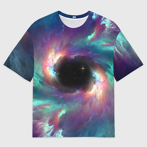 Мужская футболка оверсайз Разноцветное космическое завихрение / 3D-принт – фото 1