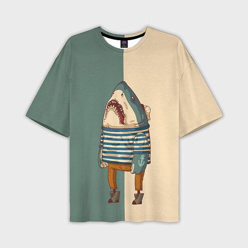 Мужская футболка оверсайз Акула-моряк / 3D-принт – фото 1
