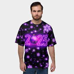 Футболка оверсайз мужская Новый 2023 год в неоне, цвет: 3D-принт — фото 2