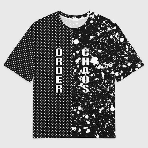 Мужская футболка оверсайз Порядок и хаос на гранжевом фоне из точек и клякс / 3D-принт – фото 1