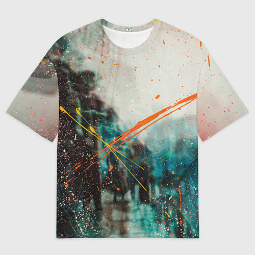 Мужская футболка оверсайз Синий туман и краски / 3D-принт – фото 1