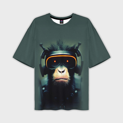 Мужская футболка оверсайз Кибер-обезьяна / 3D-принт – фото 1