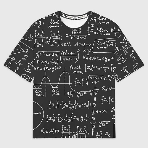 Мужская футболка оверсайз Геометрические формулы / 3D-принт – фото 1