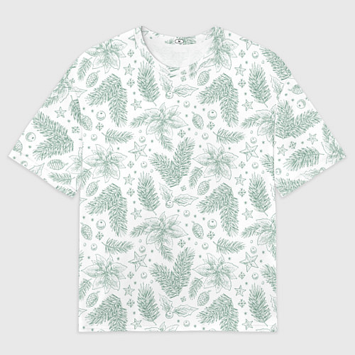 Мужская футболка оверсайз Шишки и веточки - Новый год / 3D-принт – фото 1