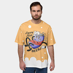 Футболка оверсайз мужская Happy new beer 2023, цвет: 3D-принт — фото 2