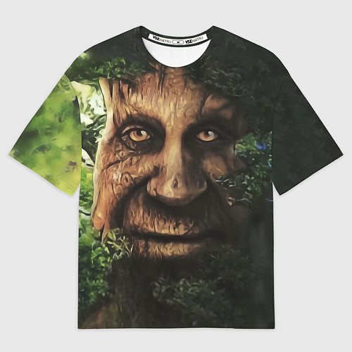 Мужская футболка оверсайз Дерево с лицом мем Мудрое дерево / 3D-принт – фото 1