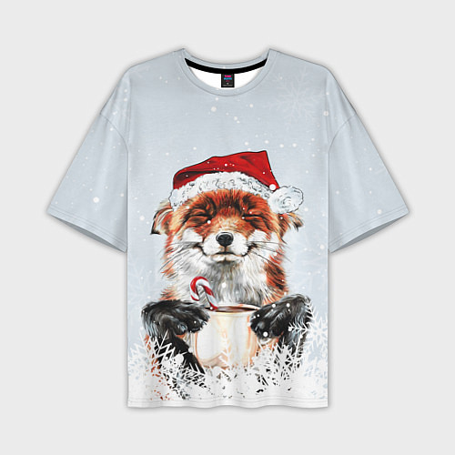 Мужская футболка оверсайз Merry Christmas foxy / 3D-принт – фото 1