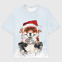Мужская футболка оверсайз Merry Christmas foxy