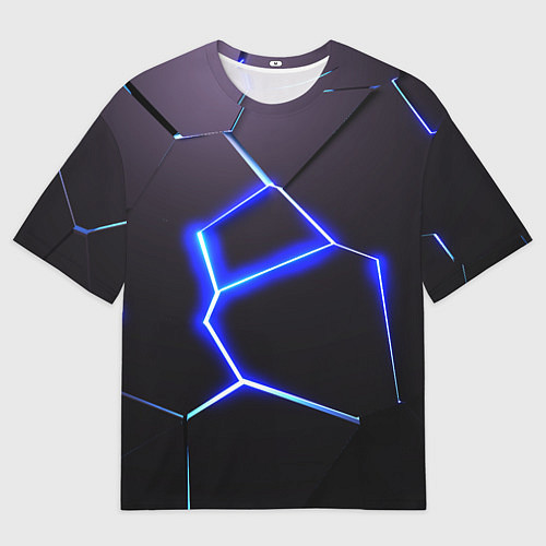 Мужская футболка оверсайз Неоновый разлом плит / 3D-принт – фото 1