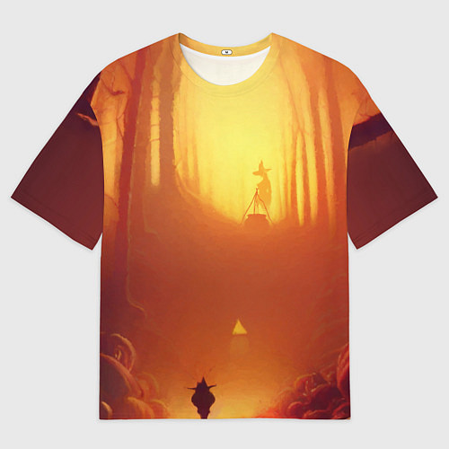 Мужская футболка оверсайз Темная ведьма колдует в жутком лесу / 3D-принт – фото 1