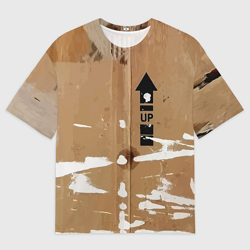 Мужская футболка оверсайз Стрелка вверх на рваном картоне - авангард / 3D-принт – фото 1