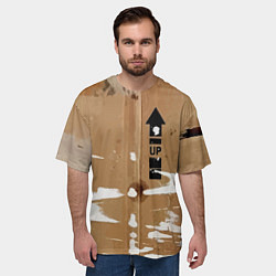 Футболка оверсайз мужская Стрелка вверх на рваном картоне - авангард, цвет: 3D-принт — фото 2