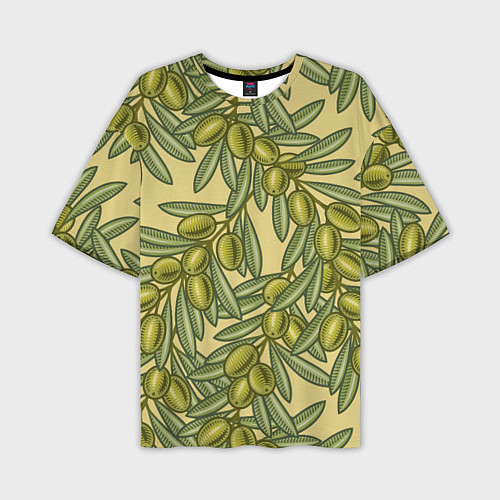 Мужская футболка оверсайз Винтажные ветви оливок / 3D-принт – фото 1
