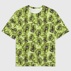 Мужская футболка оверсайз Милитари робот монстр